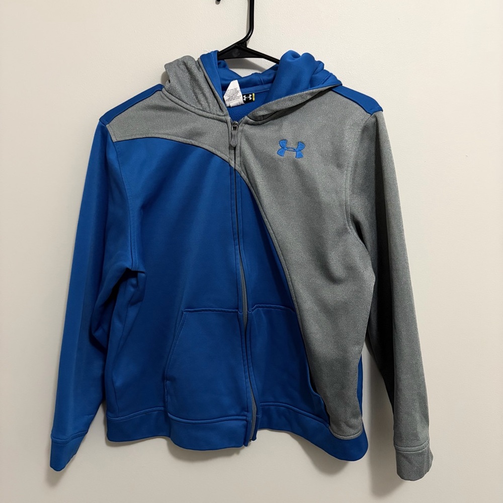 Under Armour Kids Two-Tone Blue and Gray Hoodie Boys Youth Large